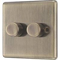 LAP 2-Gang 2-Way LED Dimmer Switch Antique Brass with Colour-Matched Inserts (372PN)