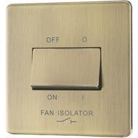 LAP 10A 1-Gang 3-Pole Fan Isolator Switch Antique Brass with Colour-Matched Inserts (617PN)