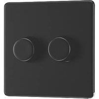 LAP 2-Gang 2-Way LED Dimmer Switch Matt Black with Colour-Matched Inserts (905PN)