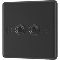 LAP 20A 16AX 2-Gang 2-Way Switch Matt Black with Colour-Matched Inserts (927PN)