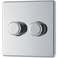 LAP 2-Gang 2-Way LED Dimmer Switch Polished Chrome with Colour-Matched Inserts (117PN)