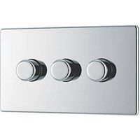 LAP 3-Gang 2-Way LED Dimmer Switch Polished Chrome with Colour-Matched Inserts (439PN)