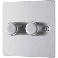 LAP 2-Gang 2-Way LED Dimmer Switch Brushed Steel with Colour-Matched Inserts (185PN)