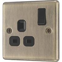 LAP 13A 1-Gang SP Switched Switched Socket Antique Brass with Black Inserts (682PN)