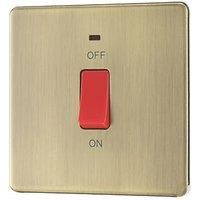 LAP 45A 1-Gang 2-Pole Cooker Switch Antique Brass with LED with Red Inserts (218PN)