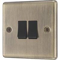 LAP 20A 16AX 2-Gang 2-Way Switch Antique Brass with Black Inserts (385PN)