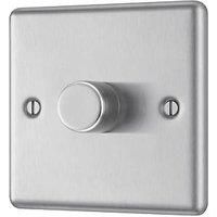 LAP 1-Gang 2-Way LED Dimmer Switch Brushed Steel with Colour-Matched Inserts (159PN)