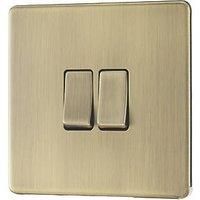 LAP 20A 16AX 2-Gang 2-Way Switch Antique Brass with Colour-Matched Inserts (502PN)