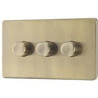 LAP 3-Gang 2-Way LED Dimmer Switch Antique Brass with Colour-Matched Inserts (522PN)