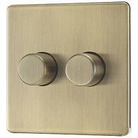 LAP 2-Gang 2-Way LED Dimmer Switch Antique Brass with Colour-Matched Inserts (414PN)