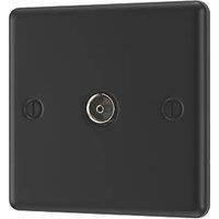 LAP 1-Gang F-Type Coaxial TV / FM Socket Matt Black (828PN)