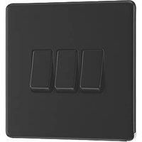 LAP 20A 16AX 3-Gang 2-Way Switch Matt Black with Colour-Matched Inserts (214PN)