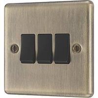 LAP 20A 16AX 3-Gang 2-Way Switch Antique Brass with Black Inserts (957PN)