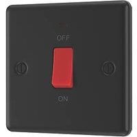 LAP 45A 1-Gang 2-Pole Cooker Switch Matt Black with LED with Red Inserts (230PN)