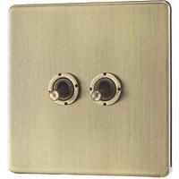 LAP 20A 16AX 2-Gang 2-Way Switch Antique Brass with Colour-Matched Inserts (131PN)