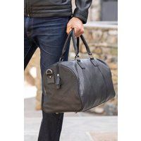 Lakeland Leather Discoverer Real Leather Small Black Overnight Holdall Bag L48x H25x D20cm