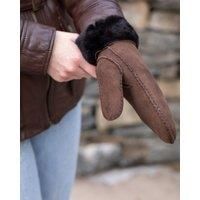 Lakeland Leather Ladies/' Classic Sheepskin Mittens (Brown)