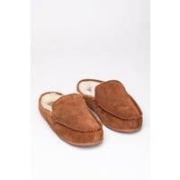 Lakeland Leather Men's Sheepskin Moccasin Slider Slippers in Tan | Size: 8