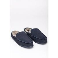 Lakeland Leather Men's Sheepskin Moccasin Slider Slippers in Navy | Size: 8