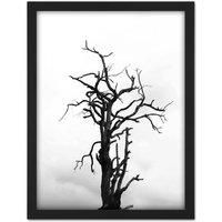 Artery8 Wall Art Print Lone Dead Tree Silhouette Black White Large Framed Wall Dcor Art | Size: W18" x H24"