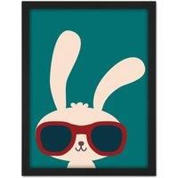 Rabbit Bunny Sunglasses Cartoon Framed Wall Art Print 18X24 In