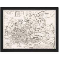 Artery8 Map Ligorio 16th Century Ancient Rome City Plan Artwork Framed Wall Art Print 18X24 Inch