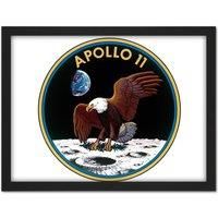 Artery8 Space NASA Apollo 11 Mission Emblem Badge Patch Artwork Framed Wall Art Print 18X24 Inch