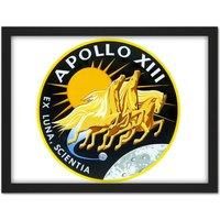 Artery8 Wall Art Print Space NASA Apollo 13 Mission Emblem Badge Patch Large Framed Wall Dcor Art in Black | Size: W18" x H24"