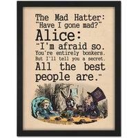 Alice In Wonderland Mad Hatter Tea Party Framed Wall Art Print 18X24 In