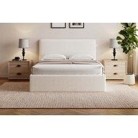 Boucle Crescent Headboard & Ottoman Storage Bed Frame - 2 Sizes!