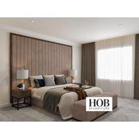 HOB Furniture Denver Linear Bed - Bed Only, Luxury French Velvet, Turmeric in Brown | Size: Super King