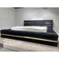 HOB Furniture The Aruba Bed, Luxury French Velvet, Black | Size: Super King