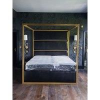 HOB Furniture Regent 4 Poster Bed, Faux Leather, Black | Size: Super King