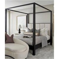 HOB Furniture Washington 4 Poster Bed, Luxury French Velvet, Cream | Size: Super King