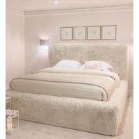 HOB Furniture Luxury Sahara Bed - Standard Bed Frame, Faux Fur, Cream | Size: Super King