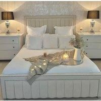 HOB Furniture Royal Charleston Bed, Faux Leather - Hb 183 Cm, Cream | Size: Super King