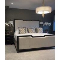 HOB Furniture Washington Curve Bed, Luxury French Velvet, Cream | Size: Super King