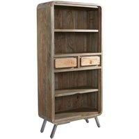 IH Design Retro Wood & Metal Wide Bookcase