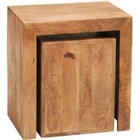 IH Design Dakota Light Mango Wood Cubed Nest Of 2 Tables