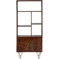 IH Design Multi Shelf Bookcase With Doors Dallas Dark Mango Wood