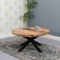 IH Design Merlin Solid Wood Coffee Table With Metal Spider Legs, Brown