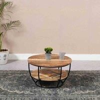 IH Design Merlin Solid Wood & Metal Coffee Table With Shelf, Brown