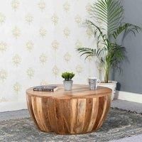 Darcie Solid Mango Wood Drum Shaped Coffee Table For Livingroom / Home Furniture