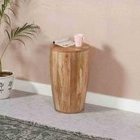 IH Design Merlin Solid Wood Drum Side Table, Brown
