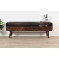 IH Design Franklin Dark Mango Wood Large Tv Stand With 2 Drawers