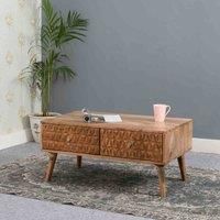 Zefta Modern Solid Mango Wood Light Coffee Table for Living Room