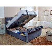 Eleganza Home Eleganza Santino Divan Ottoman with matching Footboard Plush Single Bed Frame - Steel