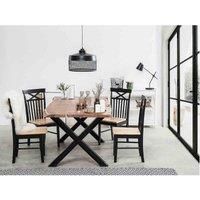IH Design Live Edge Large Wood Dining Table With Cross Metal Legs