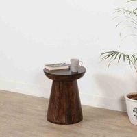 NATURAL SOLID DARK WOOD SIDE TABLE - WOODEN BEDSIDE/END TABLE FOR BEDROOM, LIVING ROOM