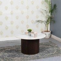 IH Design Luxor Mango Wood Coffee Table With Marble Top, Brown